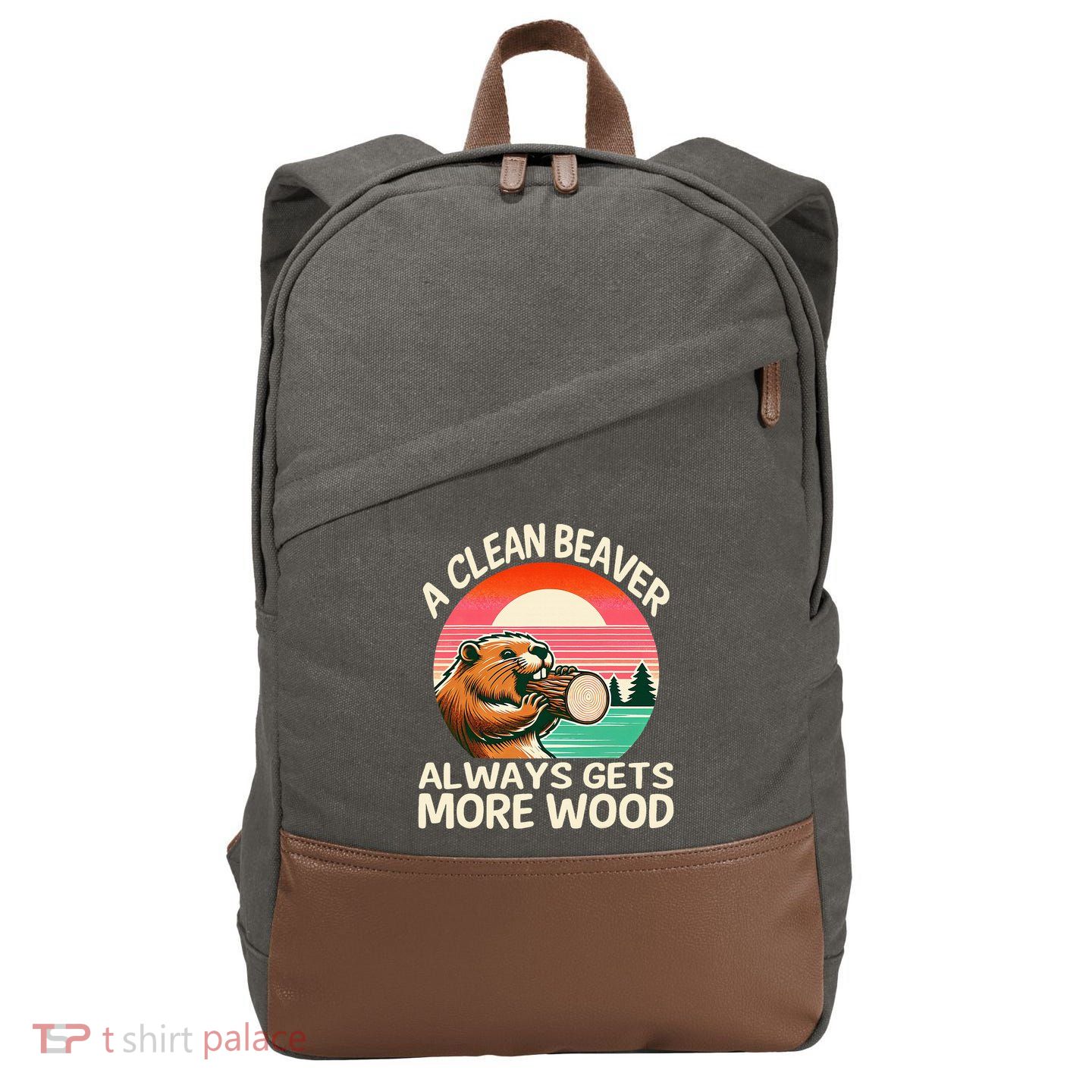 A Clean Beaver Always Gets More Wood Funny Adult Joke Cotton Canvas Backpack