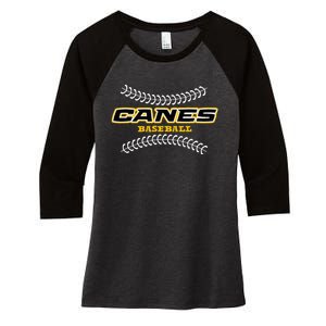 As Canes Baseball Sports Women's Tri-Blend 3/4-Sleeve Raglan Shirt