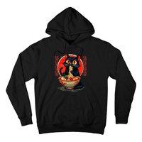 Anime Cute Cat Eating Ramen Japanese Noodles Vintage Hoodie