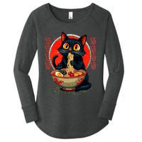 Anime Cute Cat Eating Ramen Japanese Noodles Vintage Women's Perfect Tri Tunic Long Sleeve Shirt