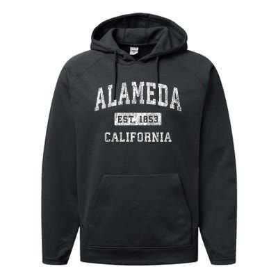 Alameda California Ca Vintage Classic Established Performance Fleece Hoodie