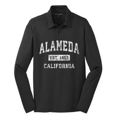 Alameda California Ca Vintage Classic Established Silk Touch Performance Long Sleeve Polo