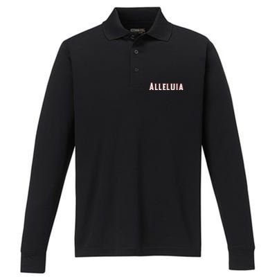 Alleluia Christian Cross Present Product Performance Long Sleeve Polo