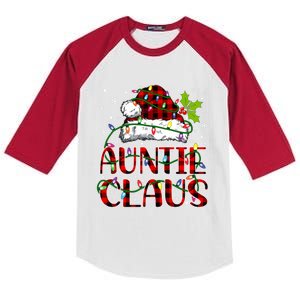 Auntie Claus Christmas Lights Matching Family Xmas Pajama Gift Kids Colorblock Raglan Jersey