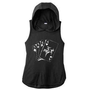 Ace Card Cowboy Playing Poker Card Country Girl Western Ladies PosiCharge Tri-Blend Wicking Draft Hoodie Tank