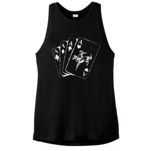 Ace Card Cowboy Playing Poker Card Country Girl Western Ladies PosiCharge Tri-Blend Wicking Tank