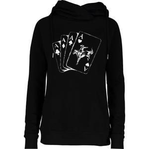 Ace Card Cowboy Playing Poker Card Country Girl Western Womens Funnel Neck Pullover Hood