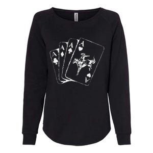 Ace Card Cowboy Playing Poker Card Country Girl Western Womens California Wash Sweatshirt