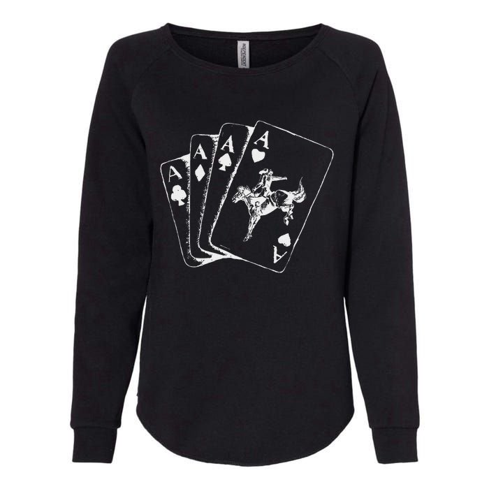 Ace Card Cowboy Playing Poker Card Country Girl Western Womens California Wash Sweatshirt