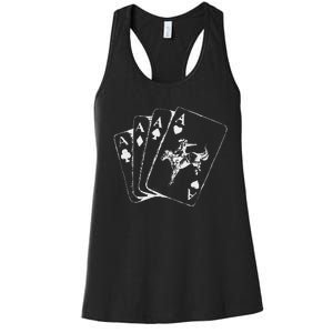 Ace Card Cowboy Playing Poker Card Country Girl Western Women's Racerback Tank