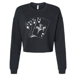 Ace Card Cowboy Playing Poker Card Country Girl Western Cropped Pullover Crew