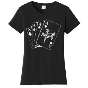 Ace Card Cowboy Playing Poker Card Country Girl Western Women's T-Shirt