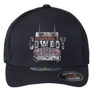 Asphalt Cowboy Cool Truck Driver Design Trucker Flexfit Unipanel Trucker Cap