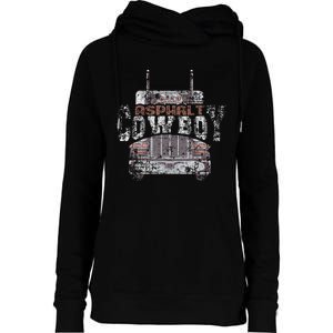 Asphalt Cowboy Cool Truck Driver Design Trucker Womens Funnel Neck Pullover Hood