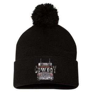 Asphalt Cowboy Cool Truck Driver Design Trucker Pom Pom 12in Knit Beanie