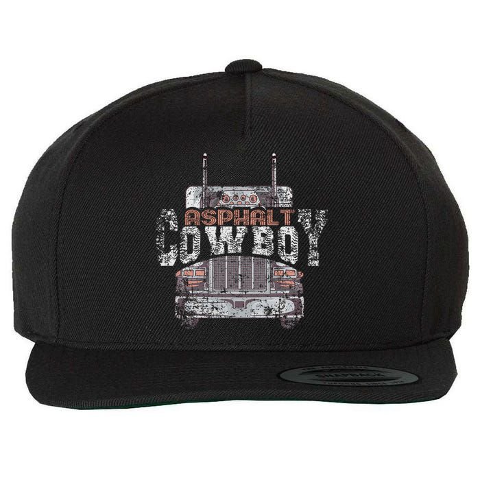 Asphalt Cowboy Cool Truck Driver Design Trucker Wool Snapback Cap