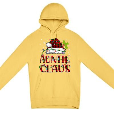 Auntie Claus Christmas Lights Matching Family Xmas Pajama Funny Gift Premium Pullover Hoodie