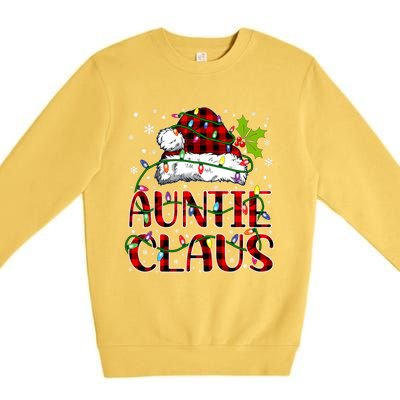 Auntie Claus Christmas Lights Matching Family Xmas Pajama Funny Gift Premium Crewneck Sweatshirt