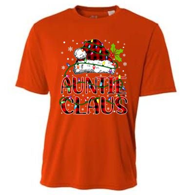 Auntie Claus Christmas Lights Matching Family Xmas Pajama Funny Gift Cooling Performance Crew T-Shirt