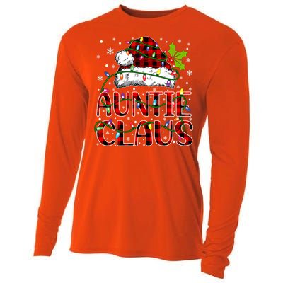 Auntie Claus Christmas Lights Matching Family Xmas Pajama Funny Gift Cooling Performance Long Sleeve Crew