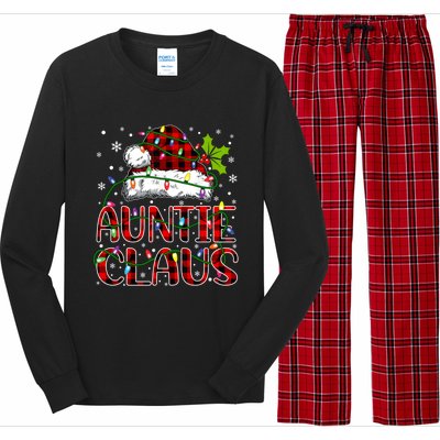 Auntie Claus Christmas Lights Matching Family Xmas Pajama Funny Gift Long Sleeve Pajama Set