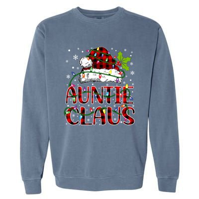 Auntie Claus Christmas Lights Matching Family Xmas Pajama Funny Gift Garment-Dyed Sweatshirt