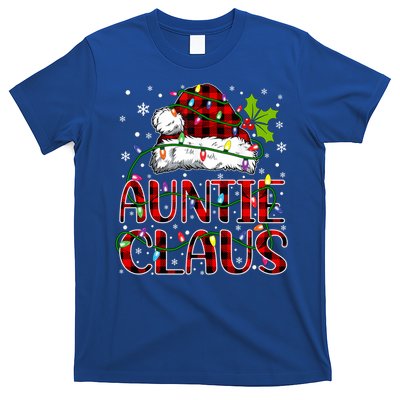 Auntie Claus Christmas Lights Matching Family Xmas Pajama Funny Gift T-Shirt