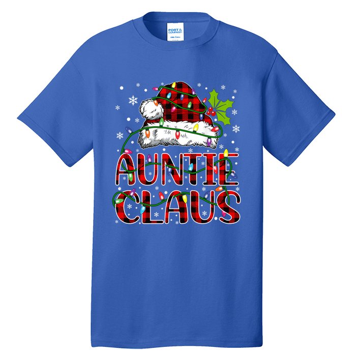 Auntie Claus Christmas Lights Matching Family Xmas Pajama Funny Gift Tall T-Shirt