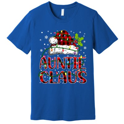 Auntie Claus Christmas Lights Matching Family Xmas Pajama Funny Gift Premium T-Shirt