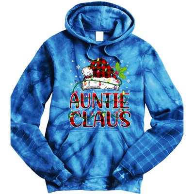 Auntie Claus Christmas Lights Matching Family Xmas Pajama Funny Gift Tie Dye Hoodie