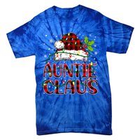 Auntie Claus Christmas Lights Matching Family Xmas Pajama Funny Gift Tie-Dye T-Shirt