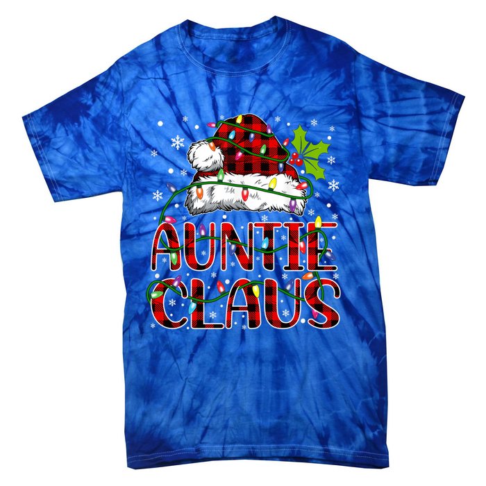 Auntie Claus Christmas Lights Matching Family Xmas Pajama Funny Gift Tie-Dye T-Shirt