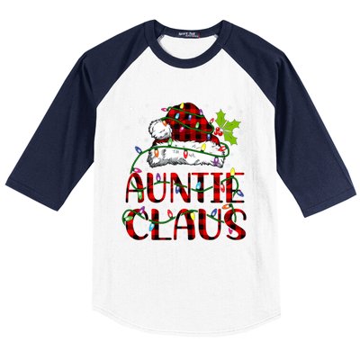 Auntie Claus Christmas Lights Matching Family Xmas Pajama Funny Gift Baseball Sleeve Shirt