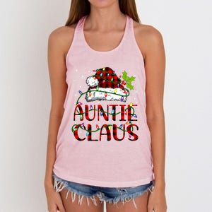 Auntie Claus Christmas Lights Matching Family Xmas Pajama Funny Gift Women's Knotted Racerback Tank