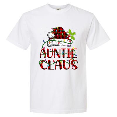 Auntie Claus Christmas Lights Matching Family Xmas Pajama Funny Gift Garment-Dyed Heavyweight T-Shirt