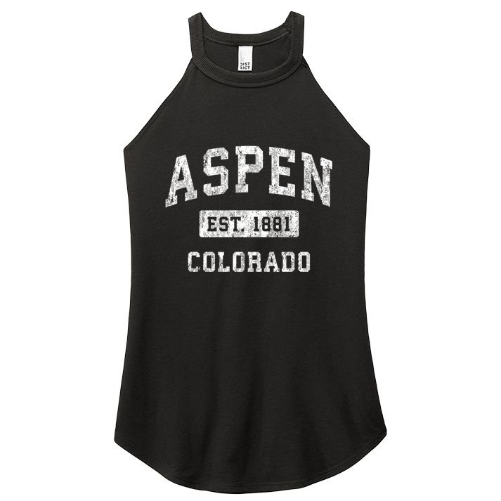 Aspen Colorado Co Vintage Established Sports Design Women's Perfect Tri Rocker Tank