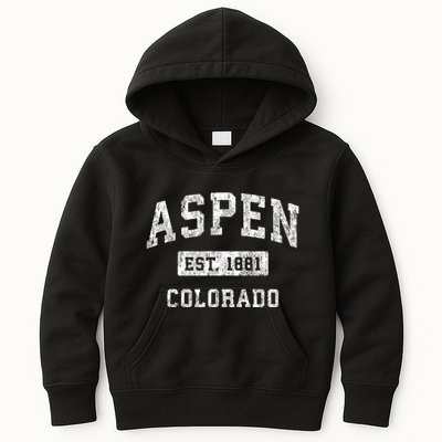 Aspen Colorado Co Vintage Established Sports Design Kids Hoodie
