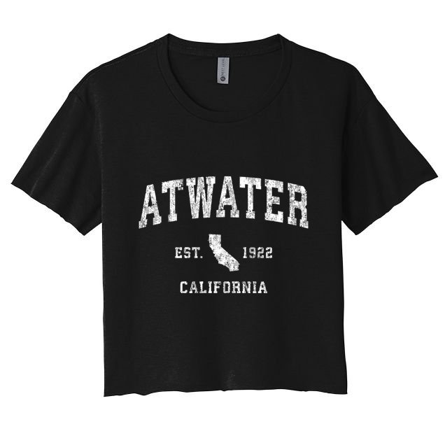 Atwater California Ca Vintage Athletic Sports Crop Top