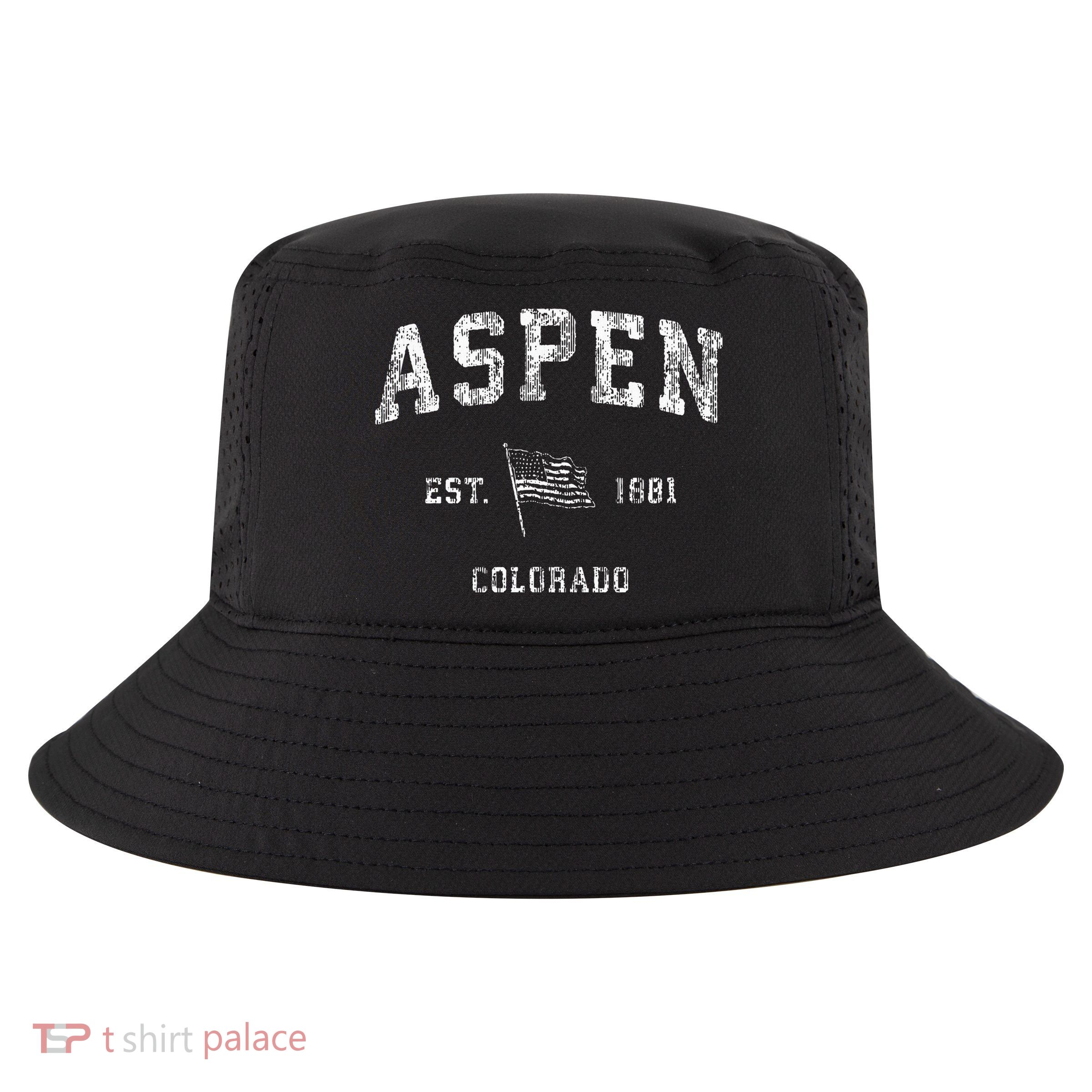 Aspen Colorado Co Vintage Us Flag Sports Design Cool Comfort Performance Bucket Hat