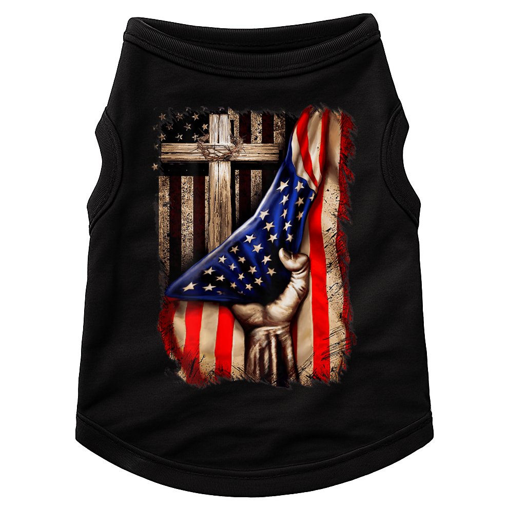 American Christian Cross Patriotic Flag Doggie Tank