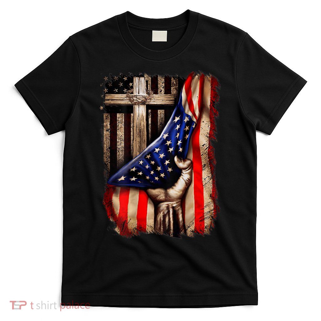 American Christian Cross Patriotic Flag T-Shirt