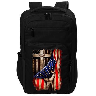 American Christian Cross Patriotic Flag Impact Tech Backpack