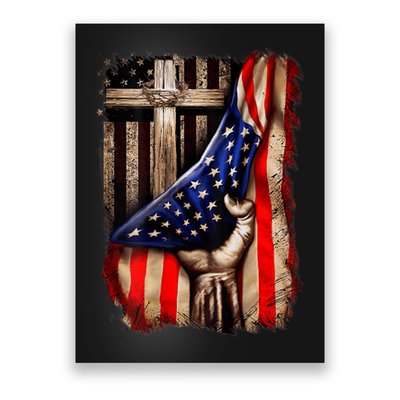American Christian Cross Patriotic Flag Poster