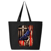 American Christian Cross Patriotic Flag 25L Jumbo Tote