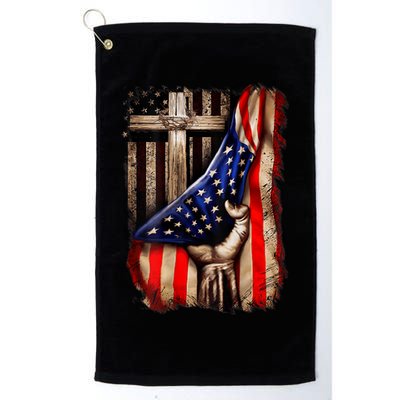 American Christian Cross Patriotic Flag Golf Towel