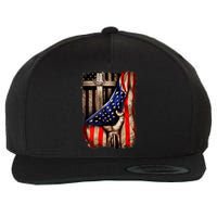 American Christian Cross Patriotic Flag Wool Snapback Cap