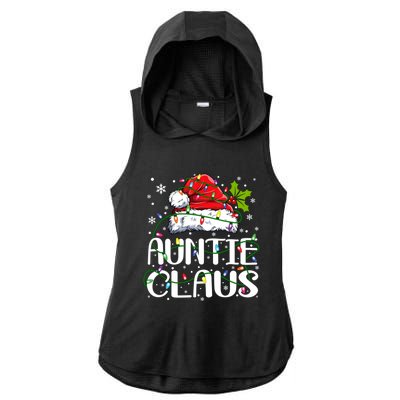 Auntie Claus Christmas Lights Pajama Family Matching Ladies PosiCharge Tri-Blend Wicking Draft Hoodie Tank