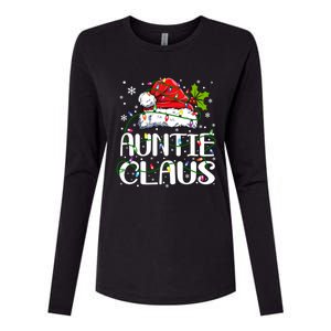 Auntie Claus Christmas Lights Pajama Family Matching Womens Cotton Relaxed Long Sleeve T-Shirt