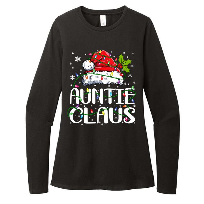 Auntie Claus Christmas Lights Pajama Family Matching Womens CVC Long Sleeve Shirt