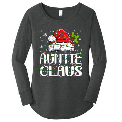 Auntie Claus Christmas Lights Pajama Family Matching Women's Perfect Tri Tunic Long Sleeve Shirt